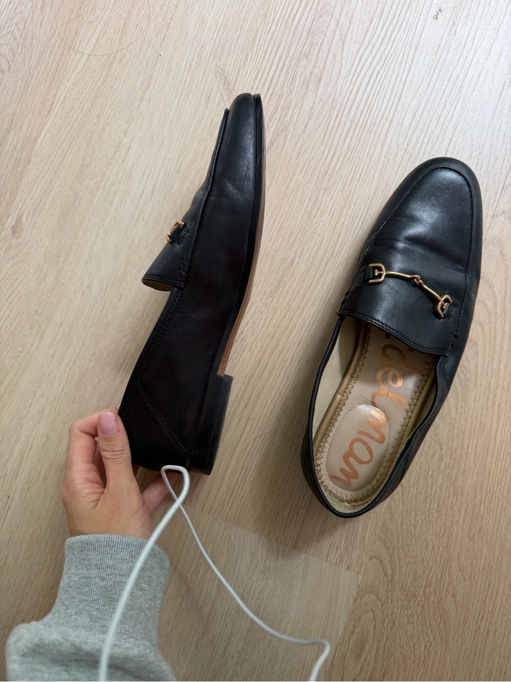 Sam Edelman Black Leather Loafers with Gold Horsebit - Picture 6 of 6